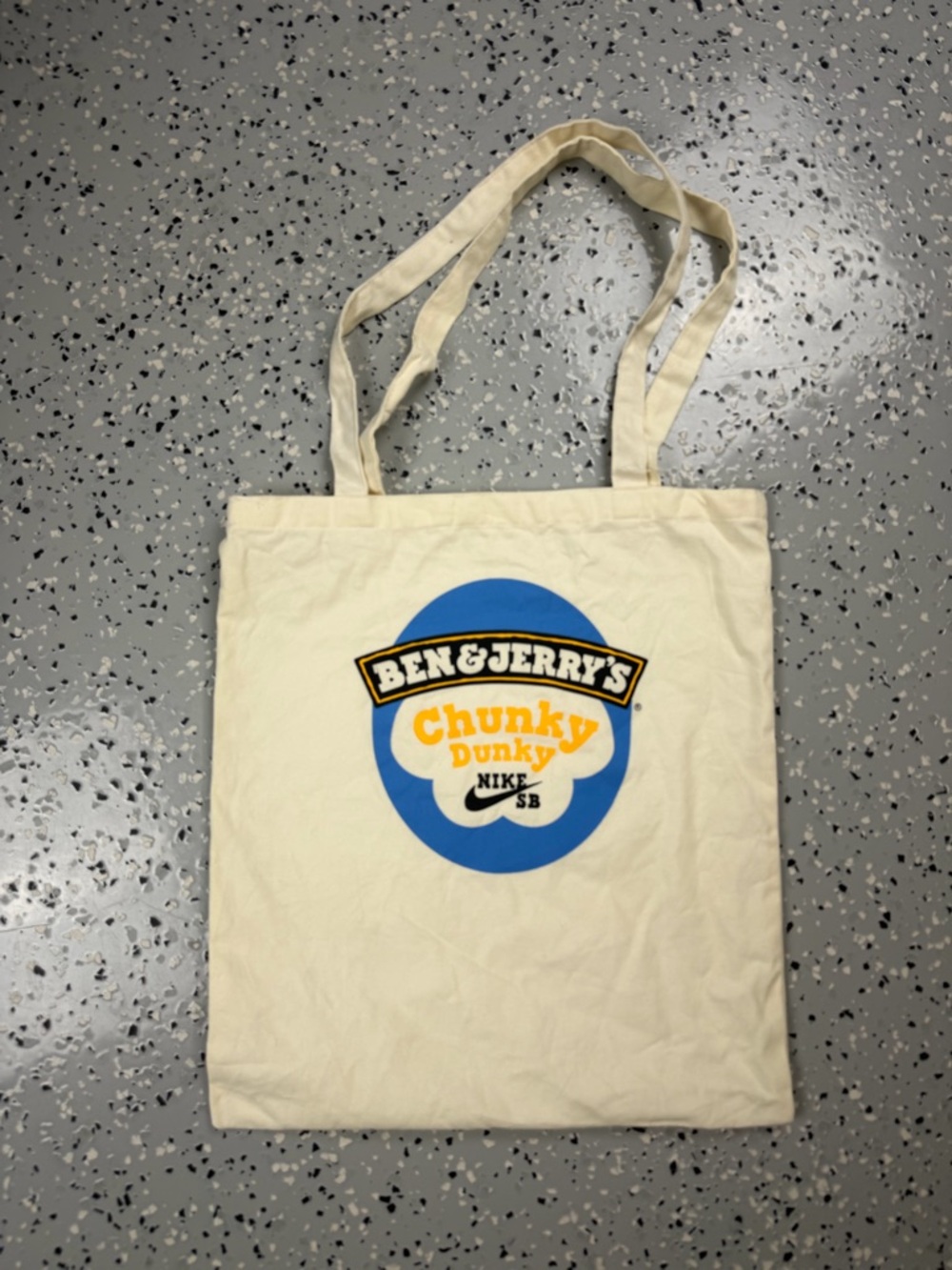 Nike Ben & Jerry's Cream Canvas Tote with Blue and Yellow Logo